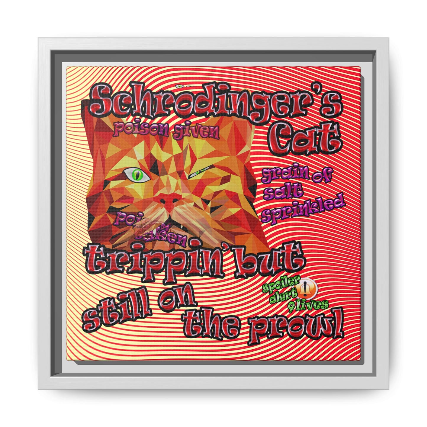 schrodinger's cat - framed canvas art (yellow-orange wave)