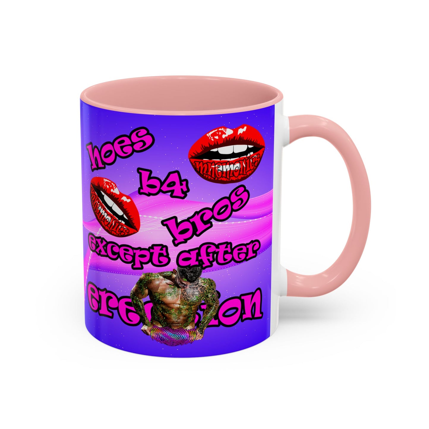 hoes b4 bros - Accent Mug (purple-pink wave)