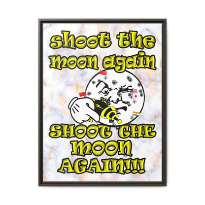 shoot the moon again - framed canvas art (white marble)