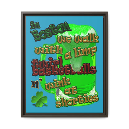 celtics logo - framed canvas art (turquoise)