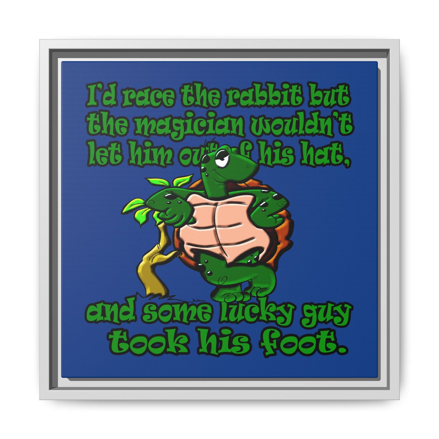 turtle race - framed canvas art (dark blue)