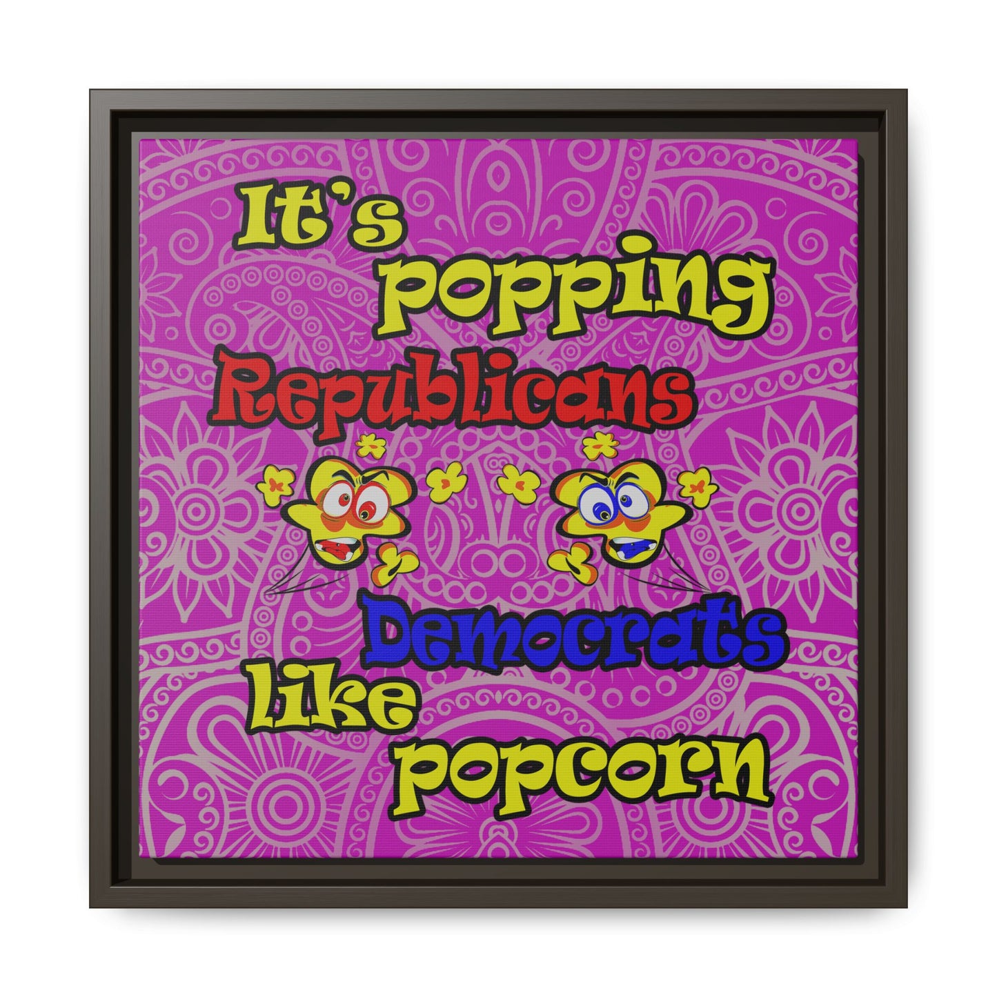 popping like popcorn - framed canvas art (pink swirl)