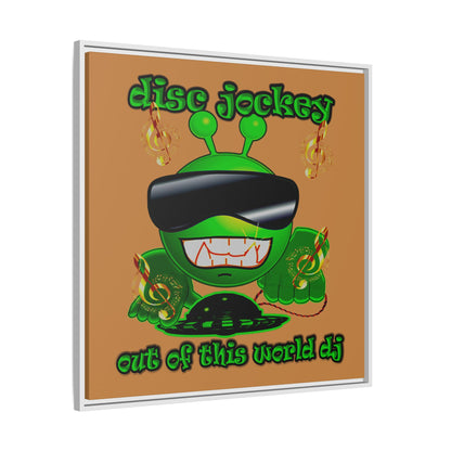 disc jockey - framed canvas art (light brown)