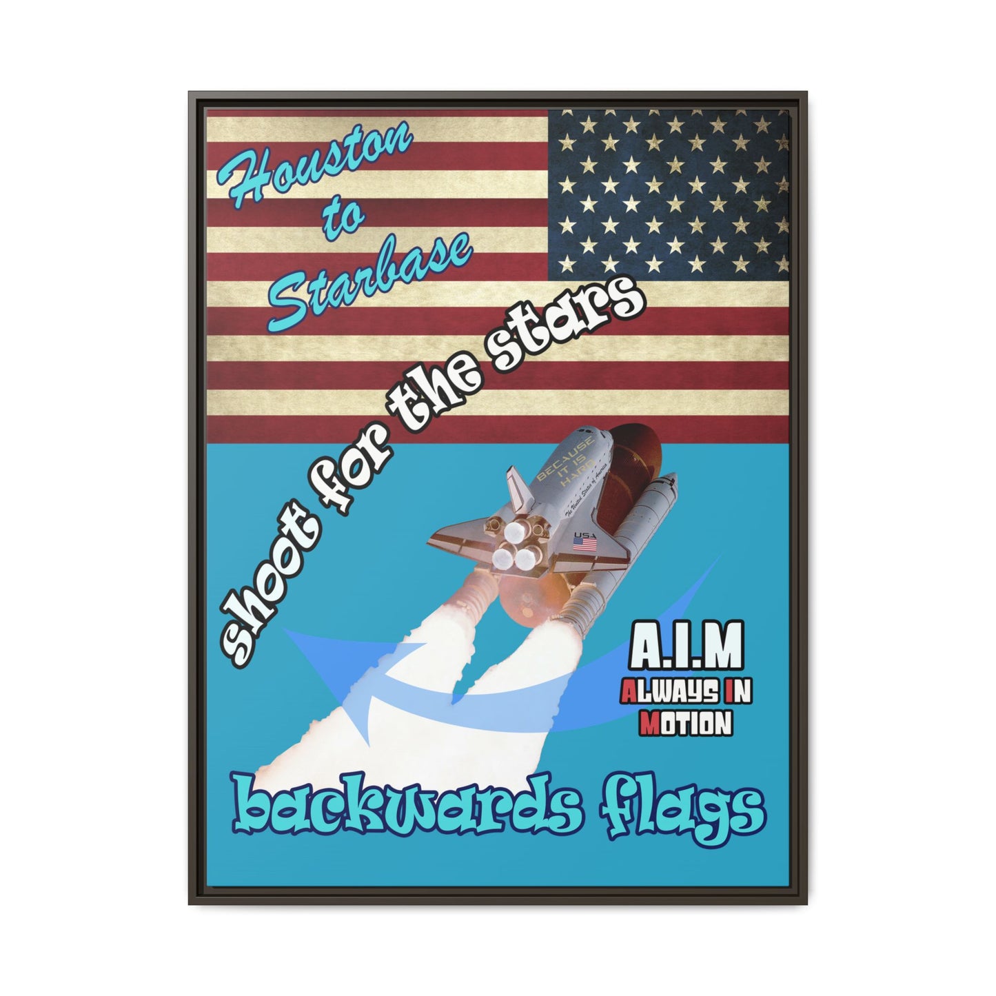 shoot for the stars - framed canvas art (turquoise)