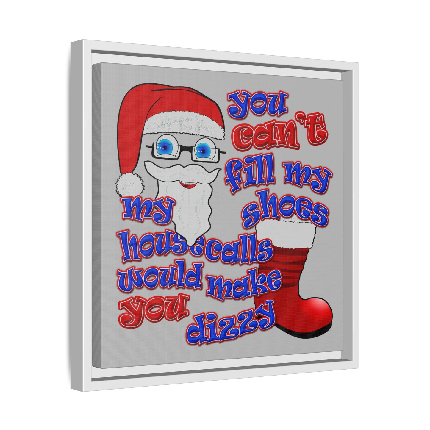 santa's shoes - framed canvas art (light grey)