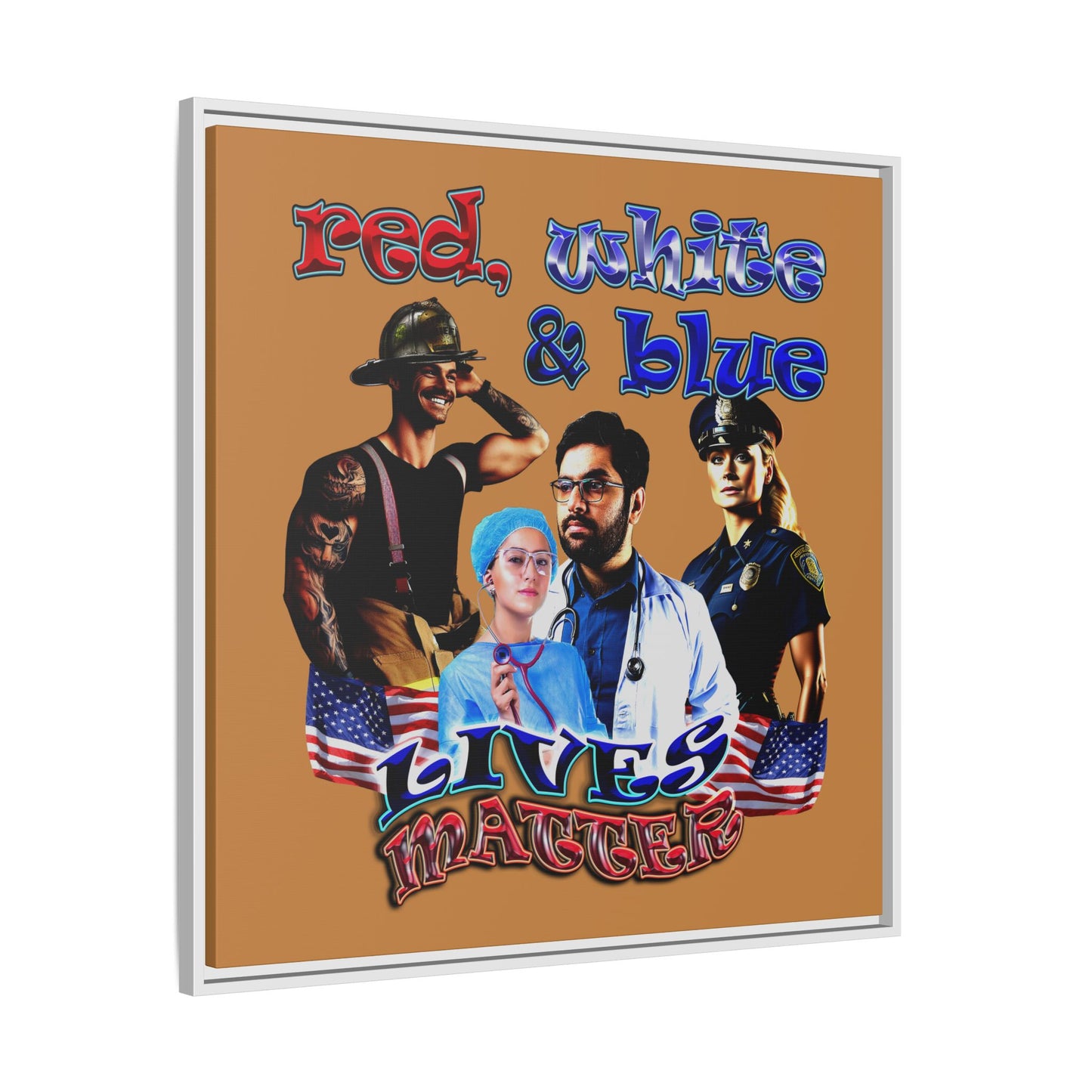 rw&b lives matter - framed canvas art (light brown)