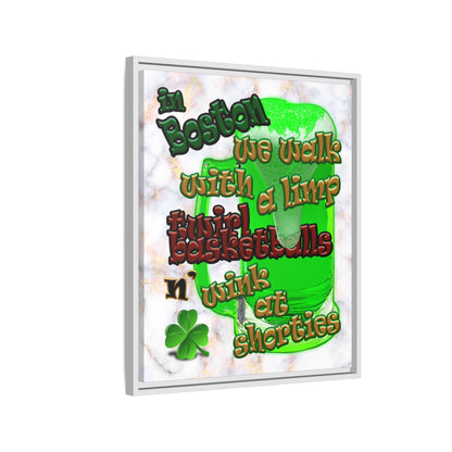 celtics logo - framed canvas art (white marble)