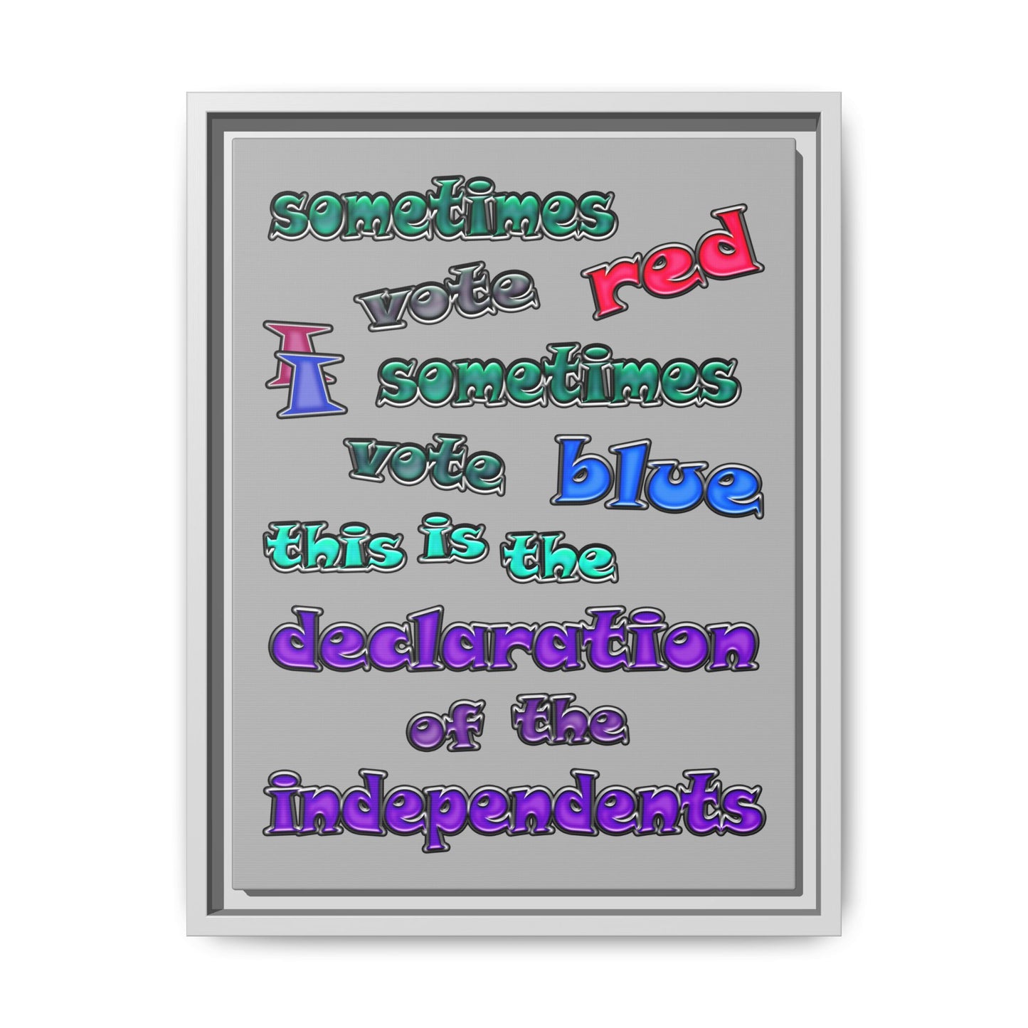 declaration of the independents - framed canvas art (light grey)