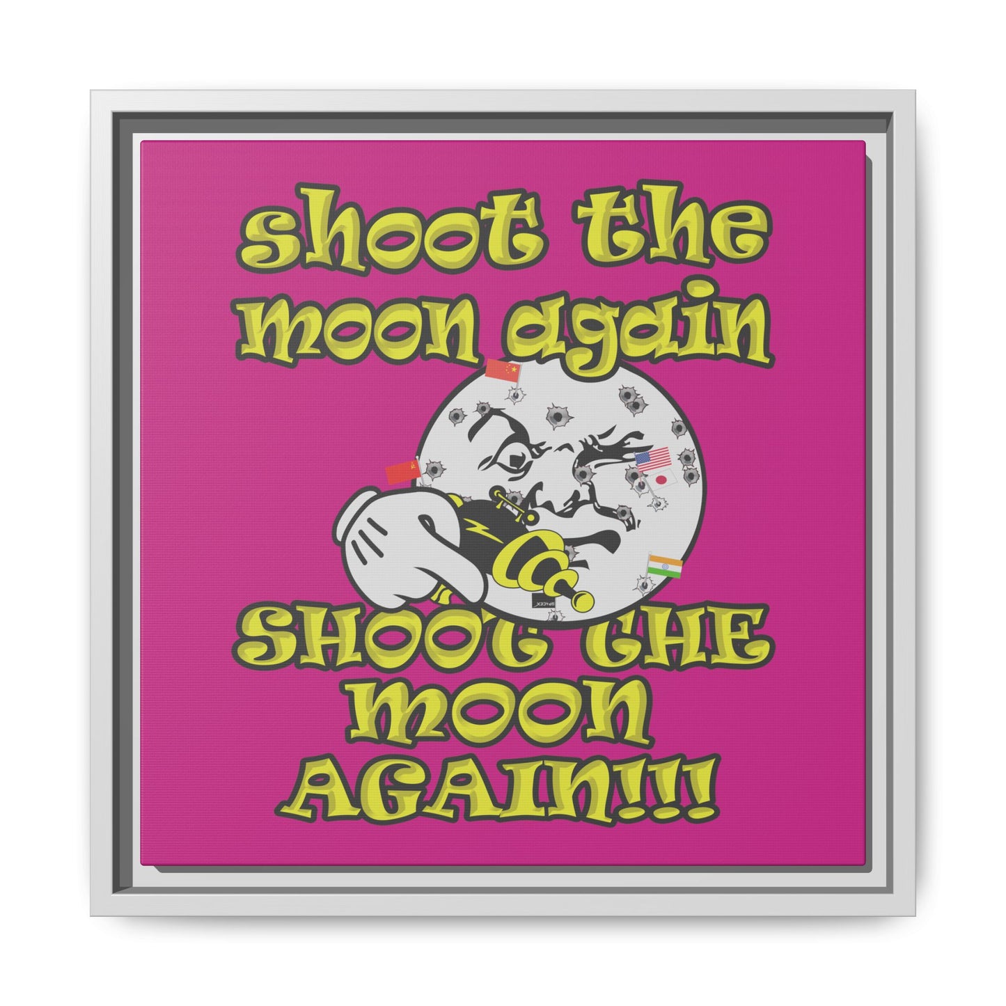 shoot the moon again - framed canvas art (pink)