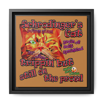 schrodinger's cat - framed canvas art (light brown)