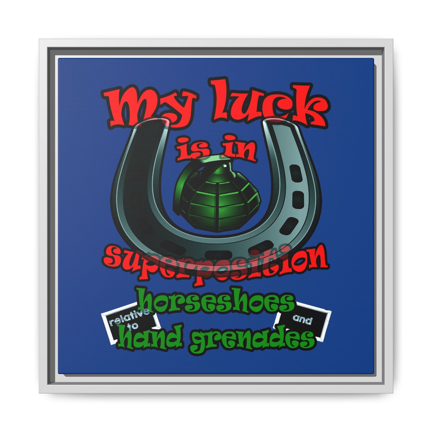 my luck - framed canvas art (dark blue)