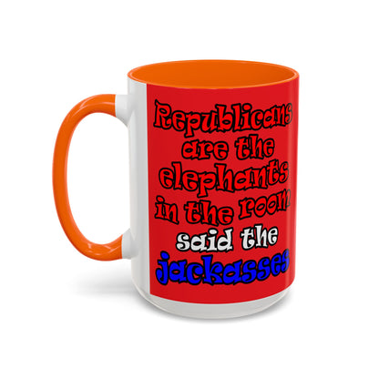 donkeys and elephants - Accent Mug (red)