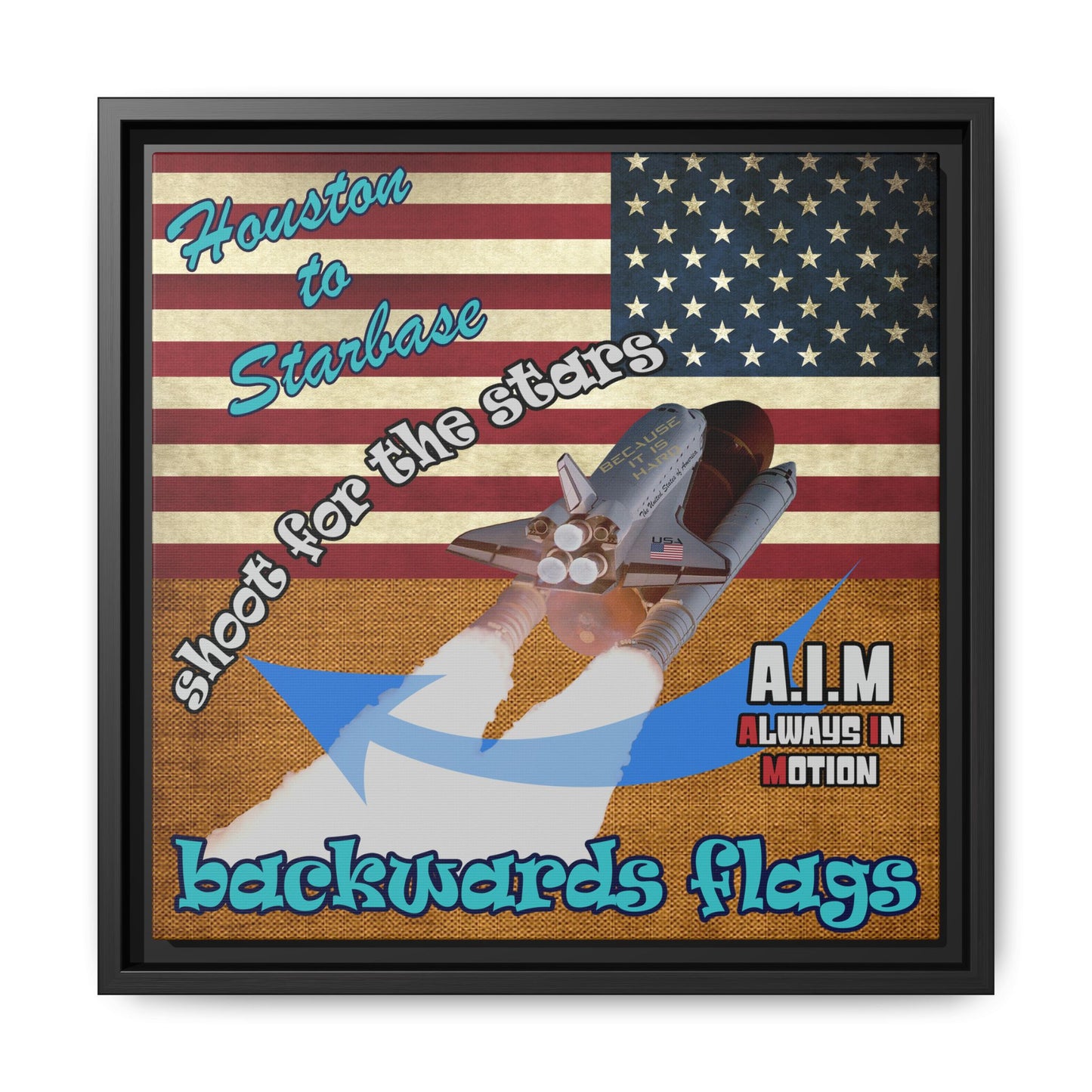 shoot for the stars - framed canvas art (brown papyrus)