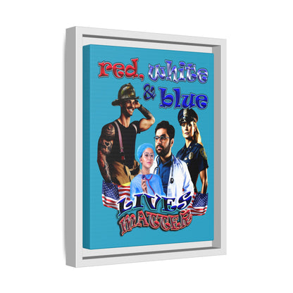 rw&b lives matter - framed canvas art (turquoise)