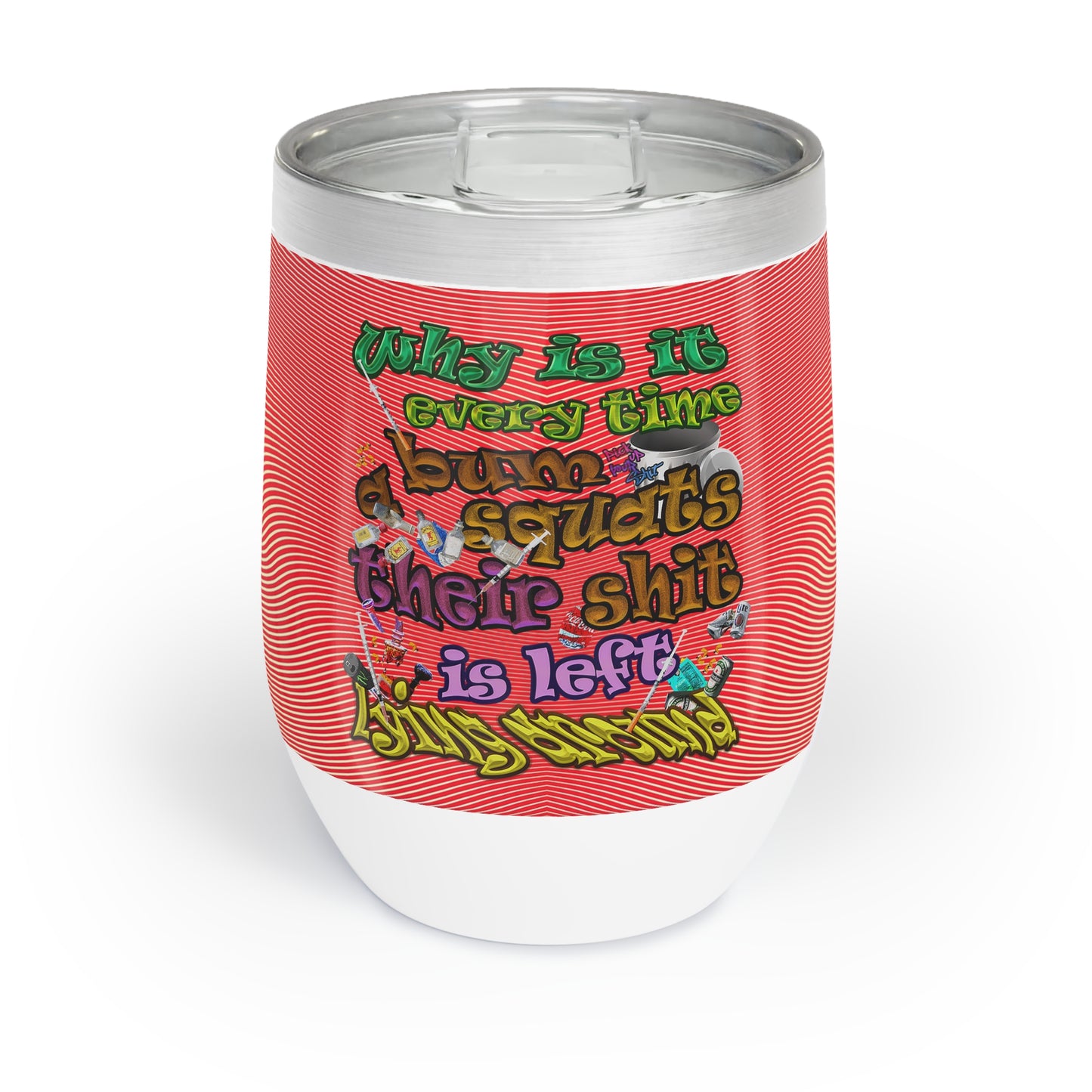 the bum's shit - Chill Wine Tumbler (yellow-orange wave)