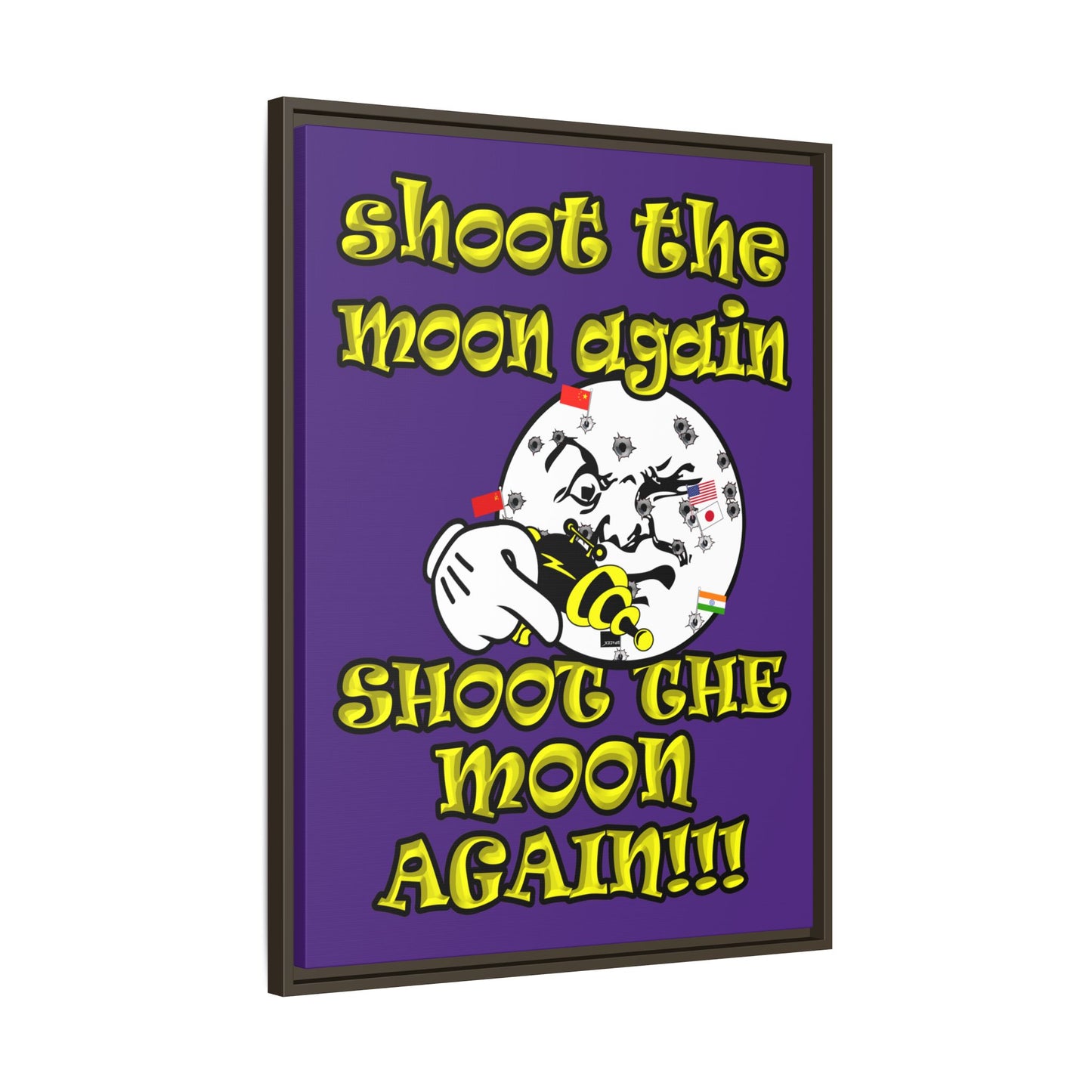 shoot the moon again - framed canvas art (purple)