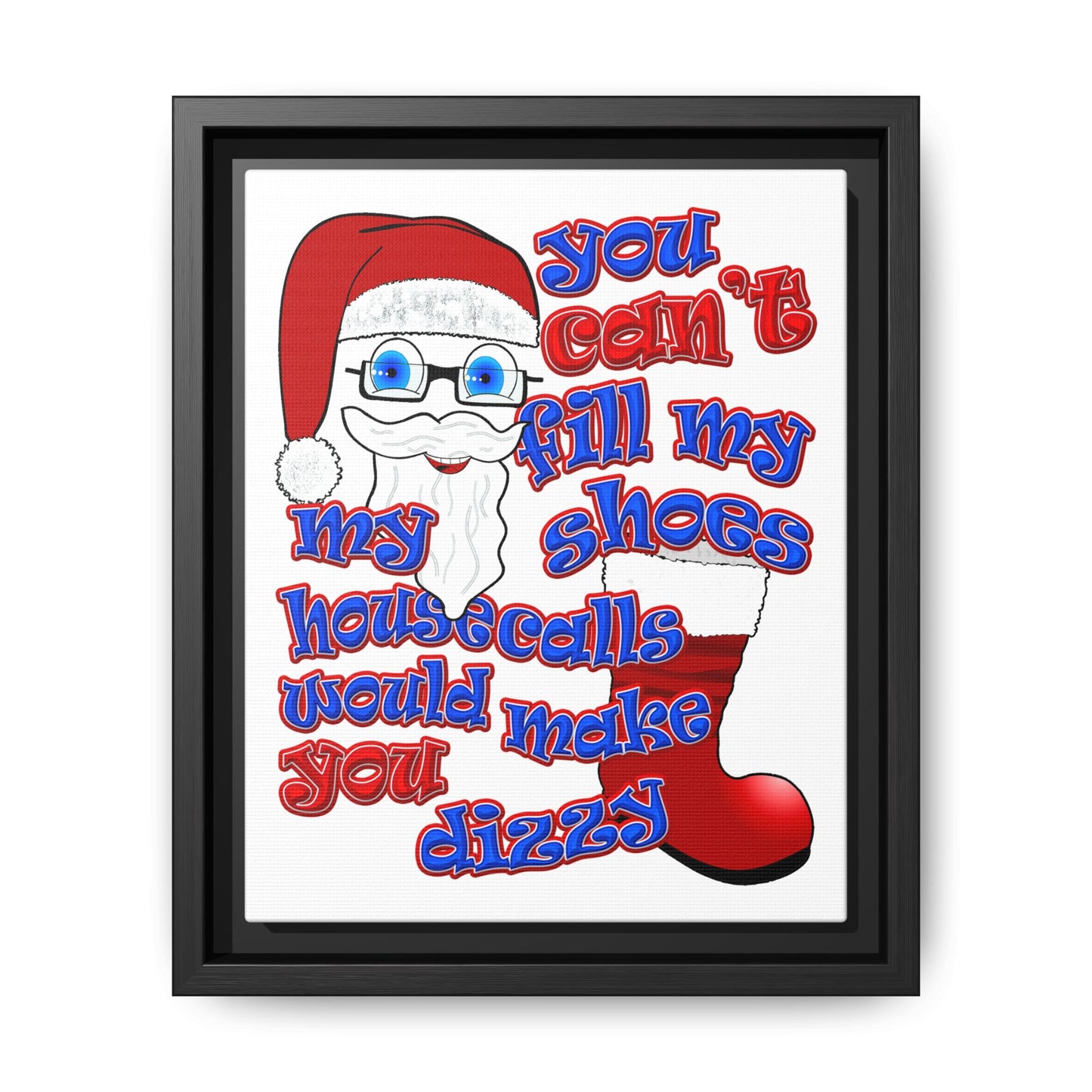 santa's shoes - framed canvas art (white)