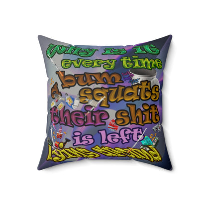 the bum's shit - Faux Suede Square Pillow - (grey-pink wave)