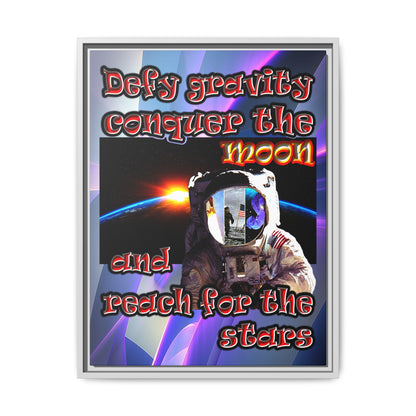 defy conquer reach - framed canvas art (grey-pink wave)