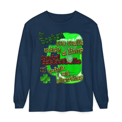 celtics logo - Unisex Garment-dyed Long Sleeve T-Shirt