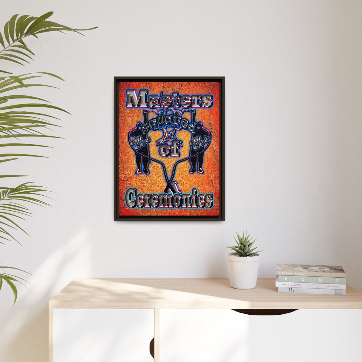 em cee squared - framed canvas art (burnt orange)