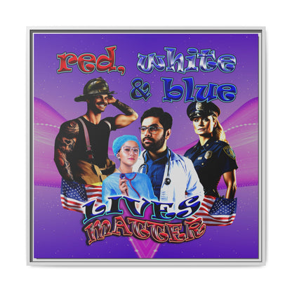 rw&b lives matter - framed canvas art (purple-pink wave)