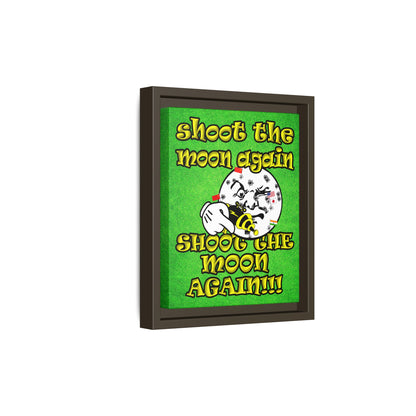 shoot the moon again - framed canvas art (green turf)