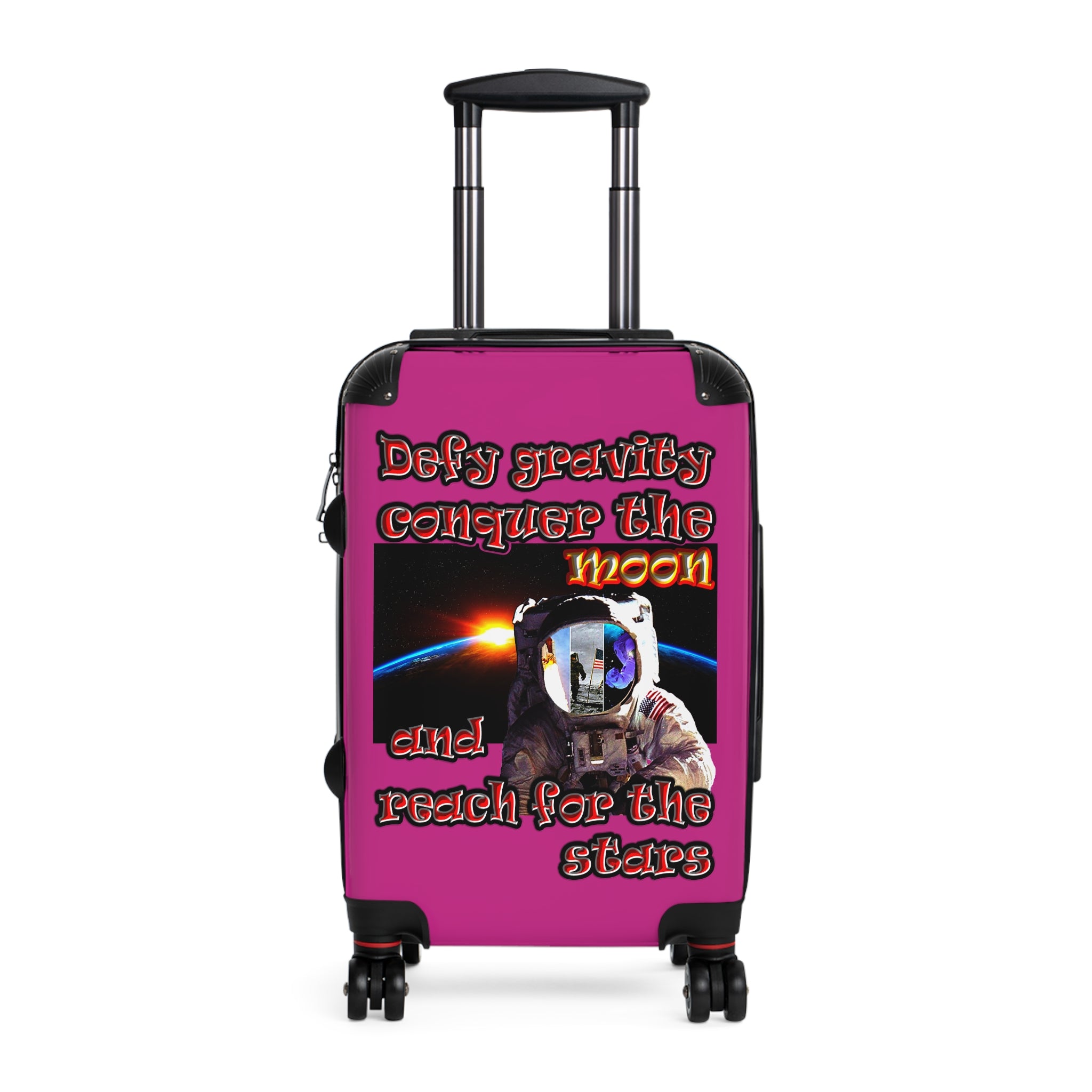 defy conquer reach - suitcase (pink)