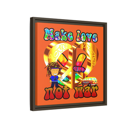 love peace - framed canvas art (orange)