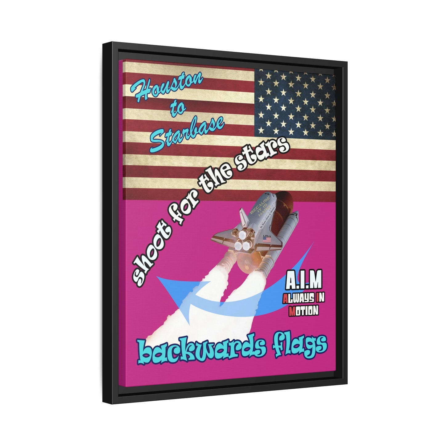 shoot for the stars - framed canvas art (pink)