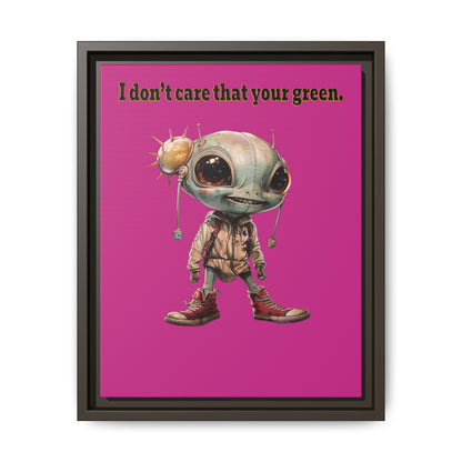 I don't care that your green - framed canvas art (pink)