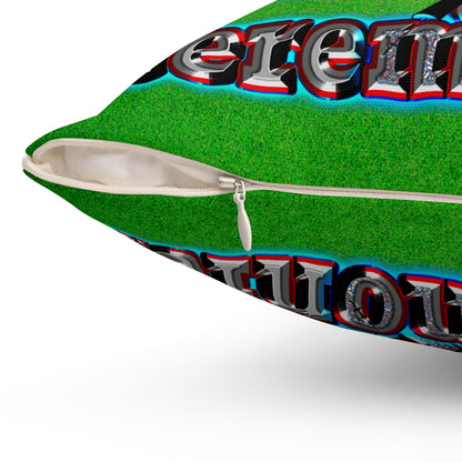 em cee squared - Spun Polyester Square Pillow - (green turf)