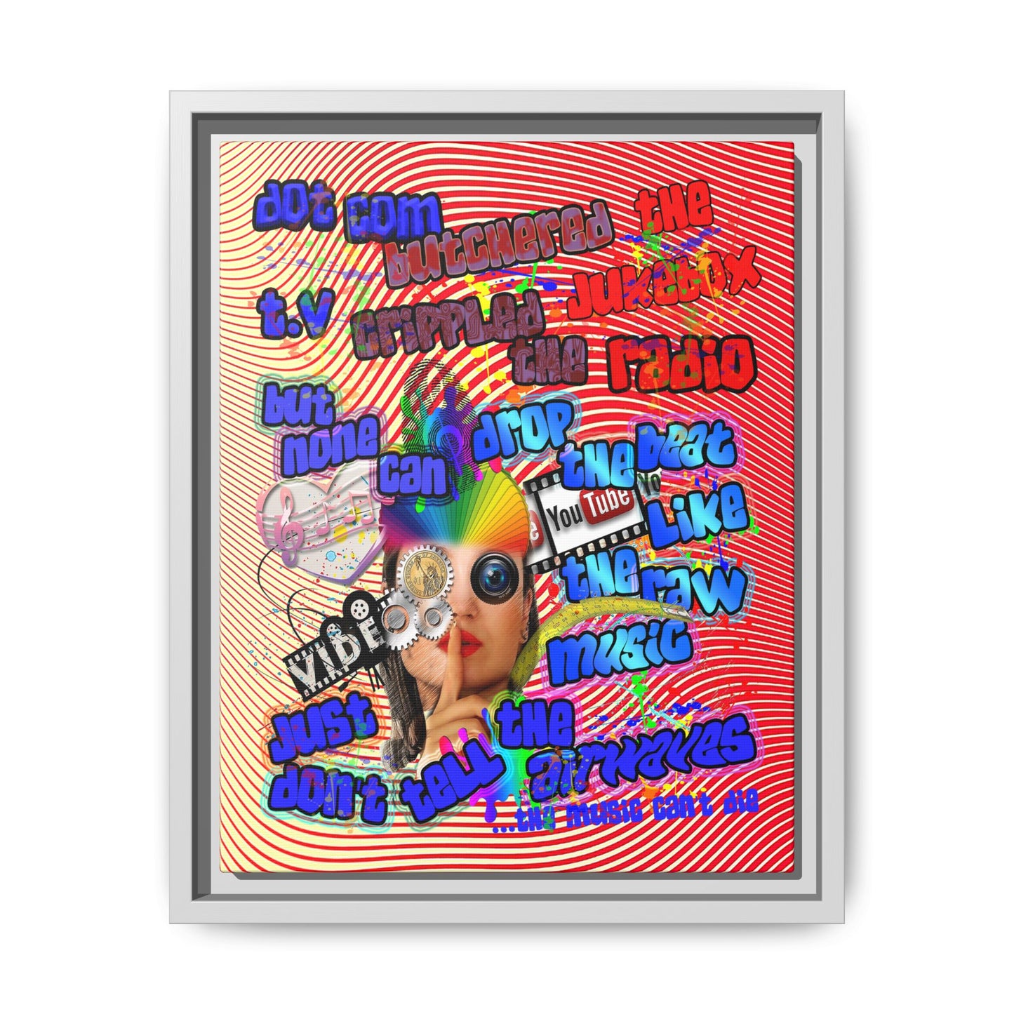 drop the beat - framed canvas art (yellow-orange wave)