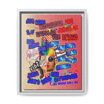 drop the beat - framed canvas art (yellow-orange wave)