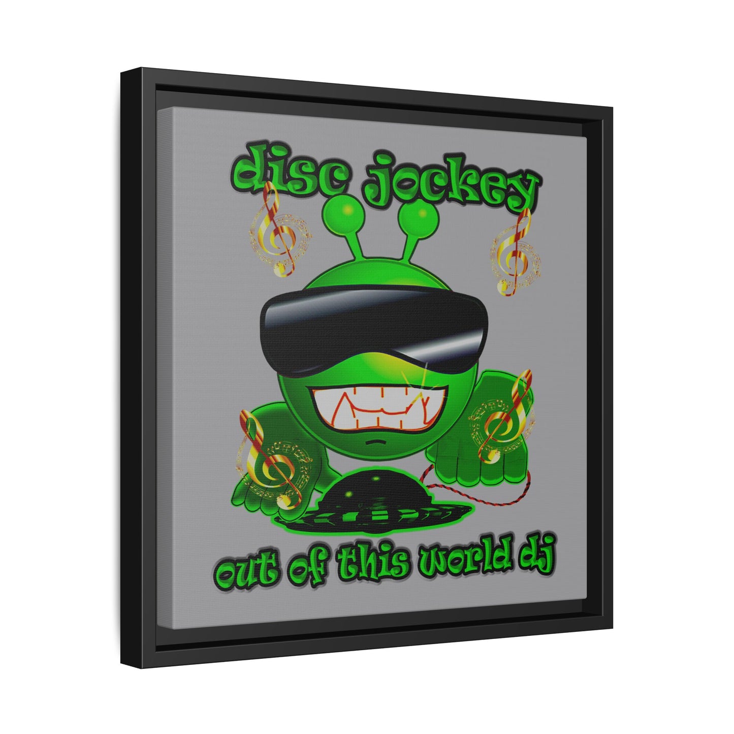 disc jockey - framed canvas art (grey)