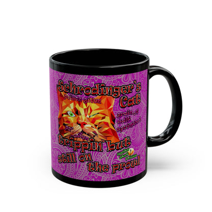 schrodinger's cat - Black Mug (pink swirl)