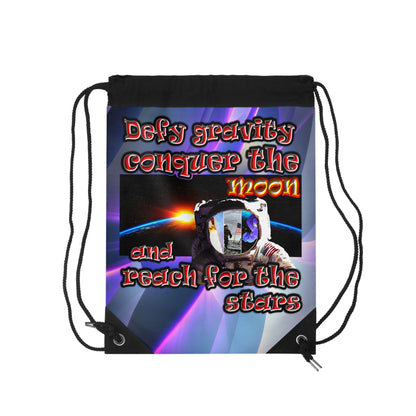 defy conquer reach - Drawstring Bag (grey-pink wave)