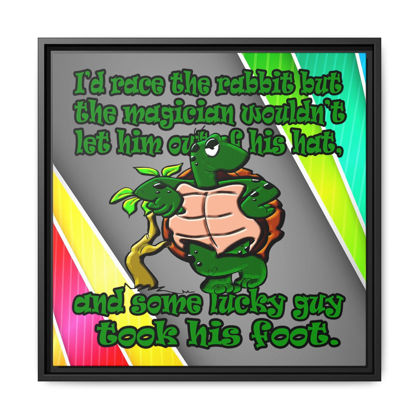 turtle race - framed canvas art (rainbow split)