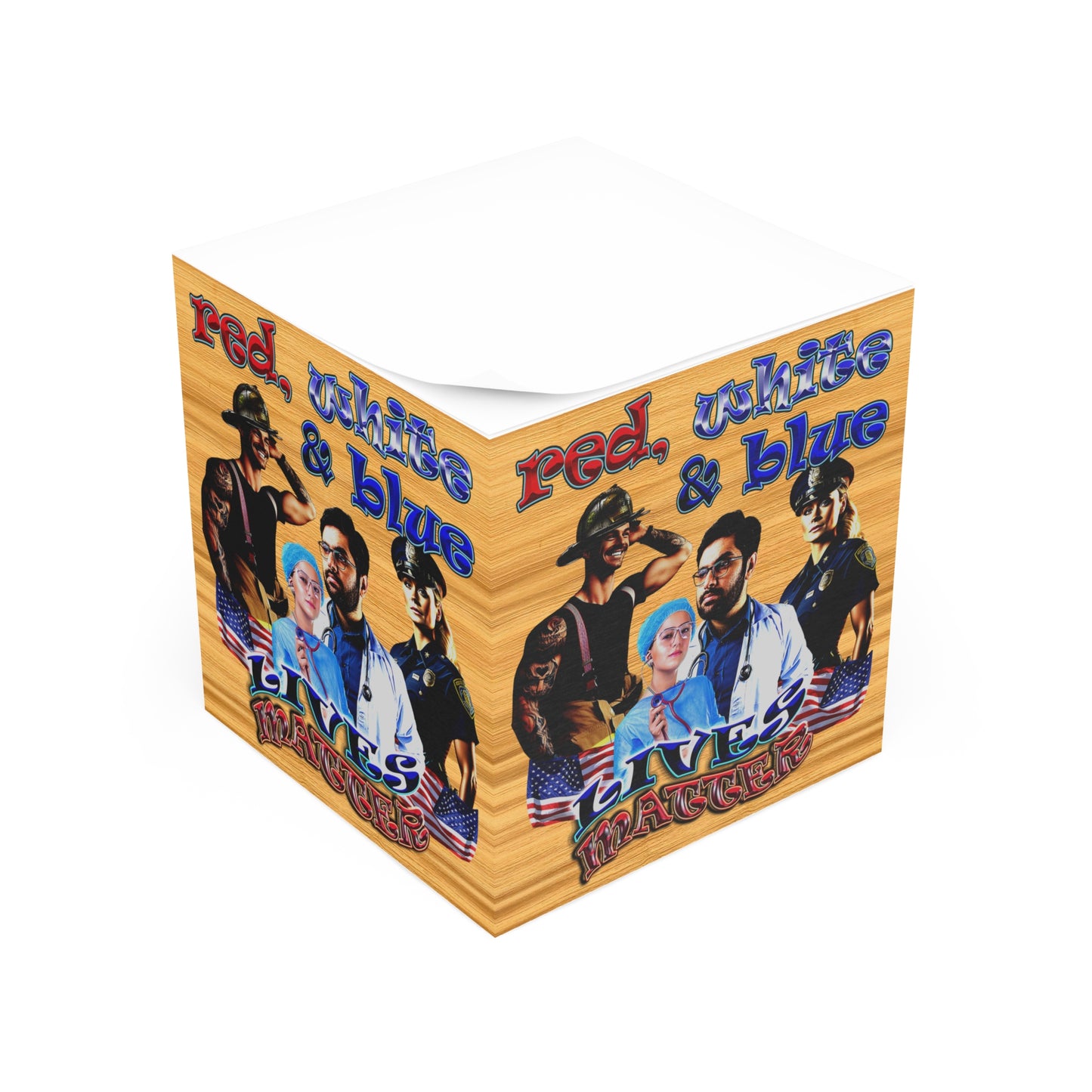 rw&b lives matter - note cube (butterscotch wood finish)