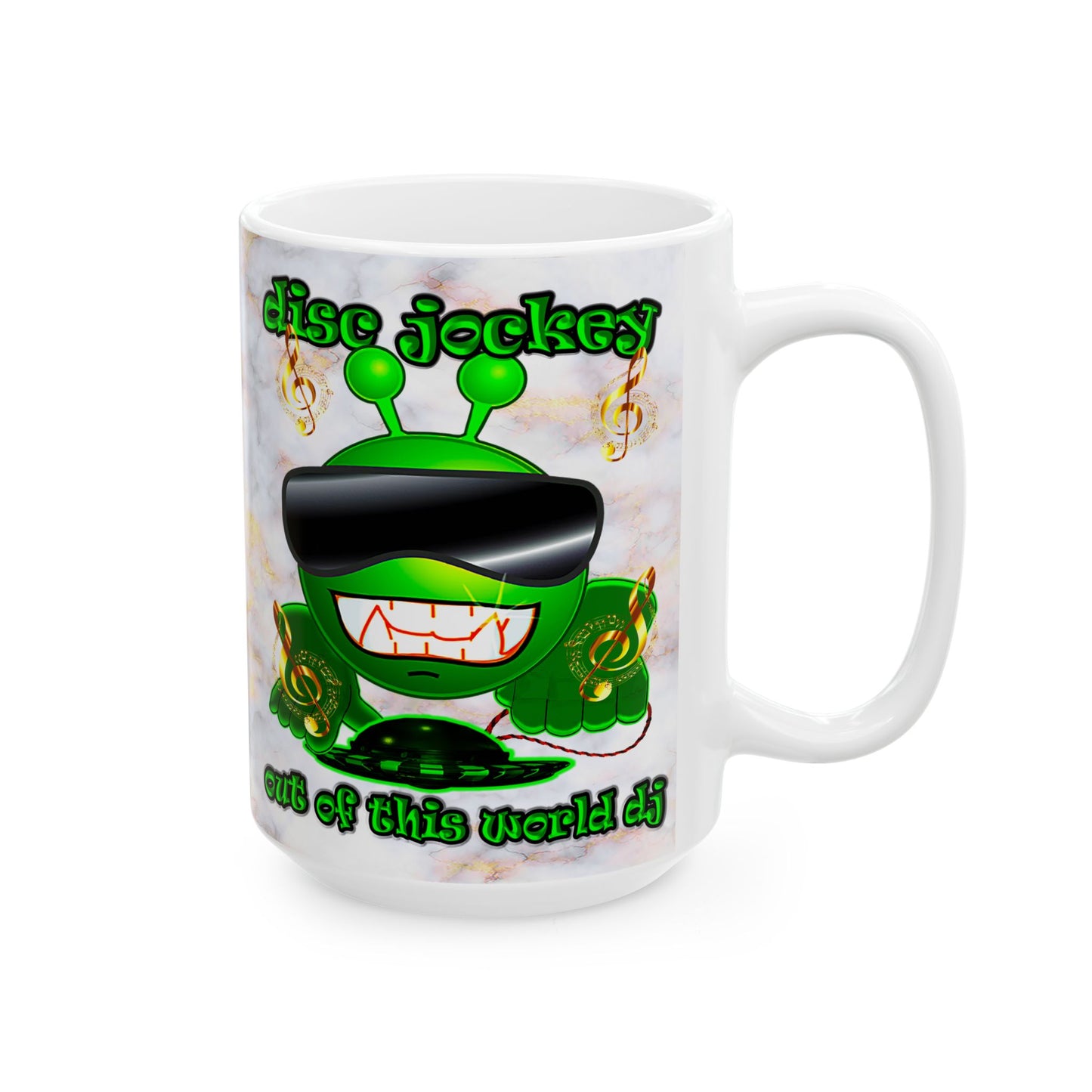 disc jockey - White Mug (white marble)
