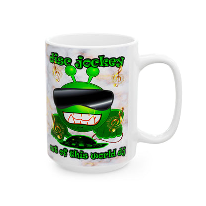 disc jockey - White Mug (white marble)