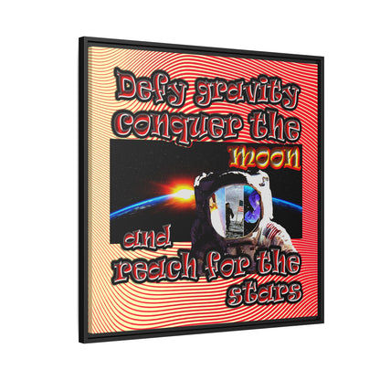 defy conquer reach - framed canvas art (yellow-orange wave)