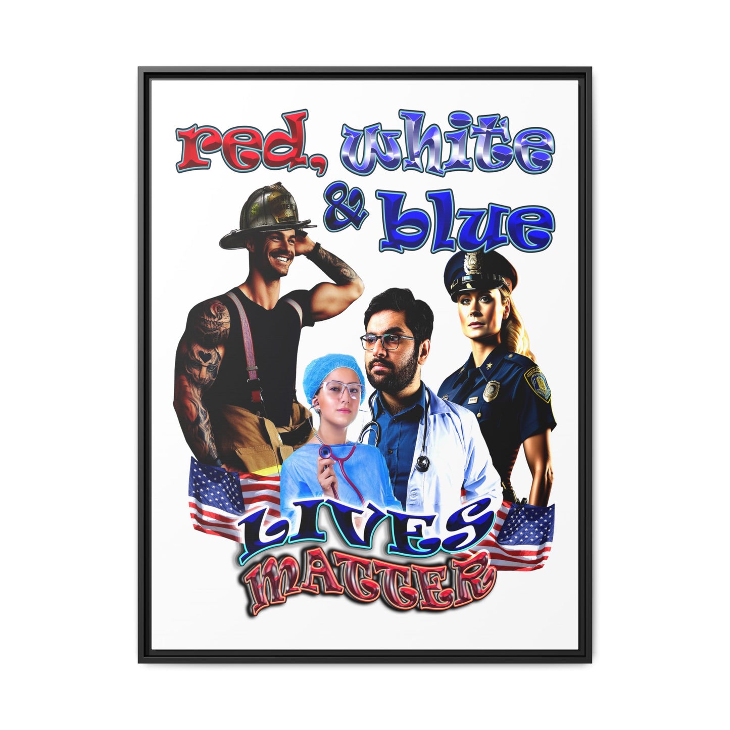 rw&b lives matter - framed canvas art (white)
