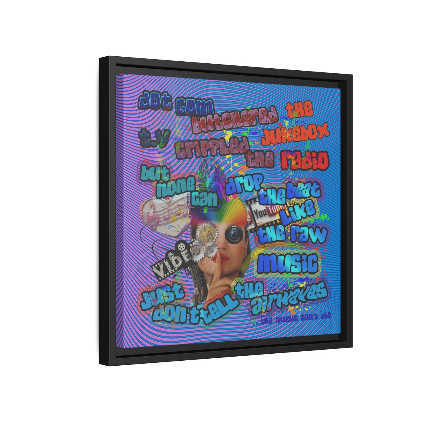 drop the beat - framed canvas art (light blue-purple wave)