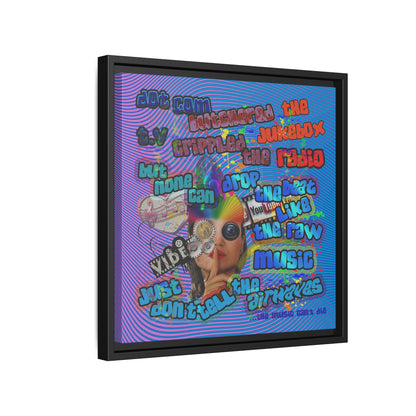 drop the beat - framed canvas art (light blue-purple wave)