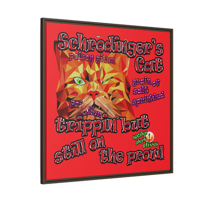 schrodinger's cat - framed canvas art (red)