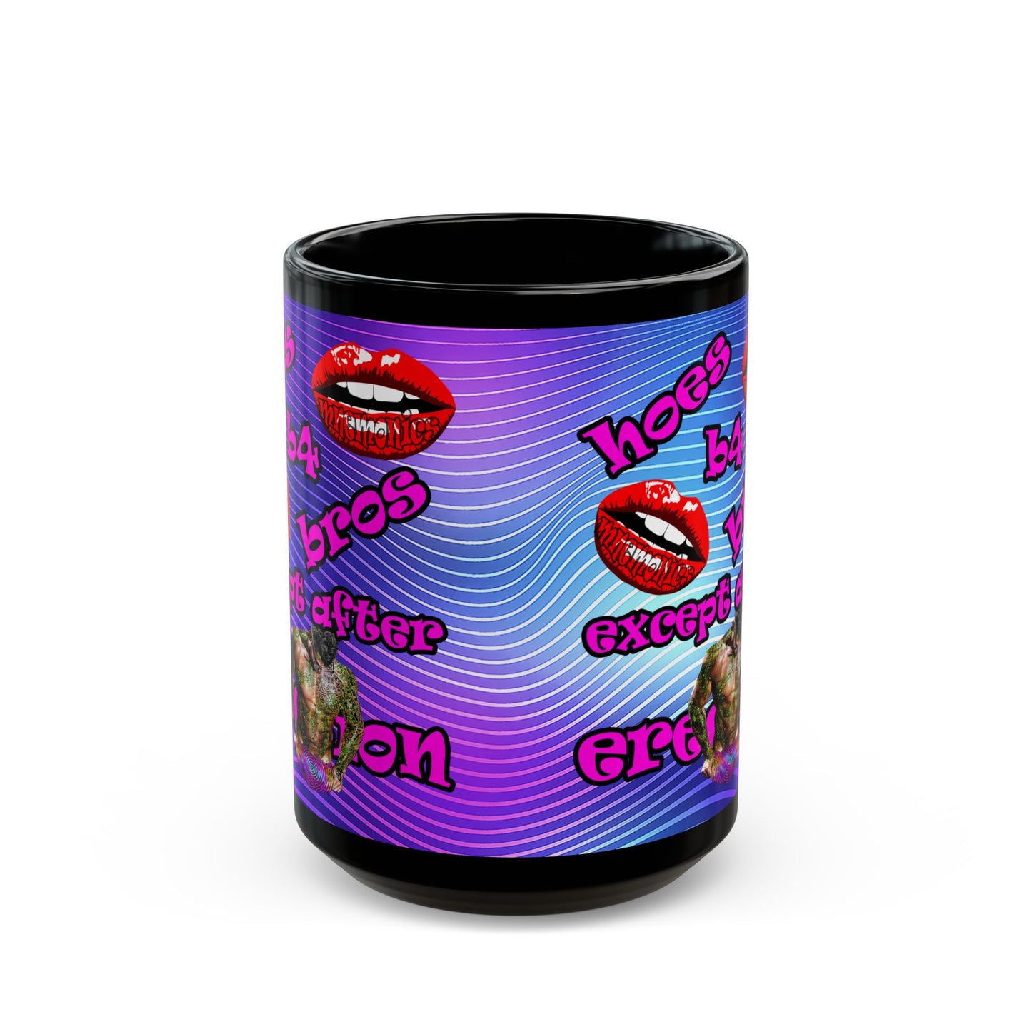 hoes b4 bros - Black Mug (purple wave)