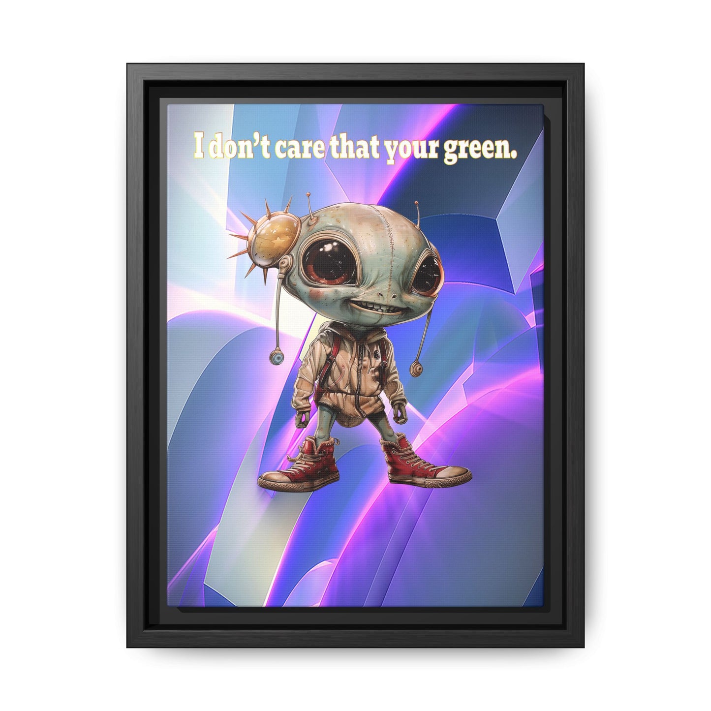 I don't care that your green - framed canvas art (grey-pink wave)