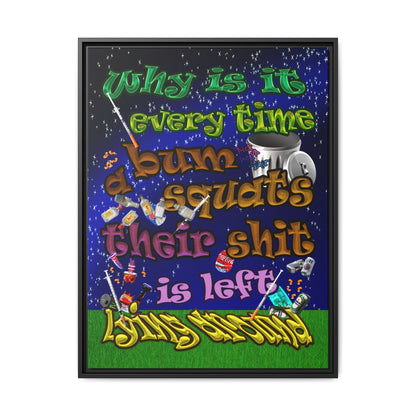 the bum's shit - framed canvas art ('snoops' background)
