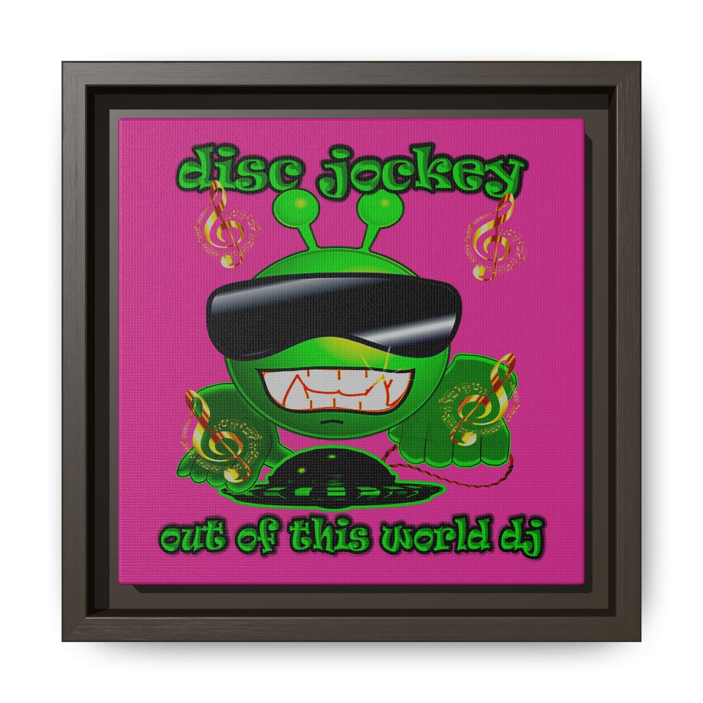 disc jockey - framed canvas art (pink)
